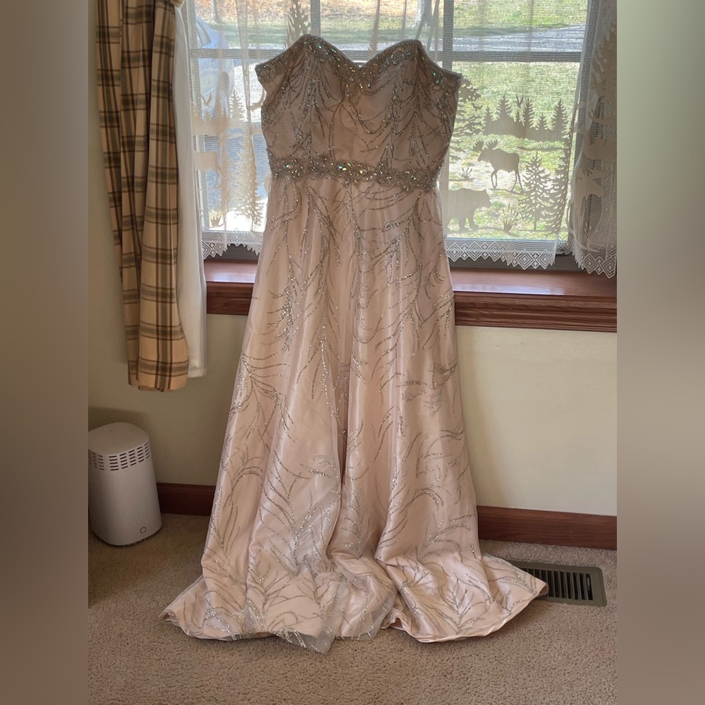 Cachet Sleeveless Prom Dress with Gems, Size 4, Color: Cream